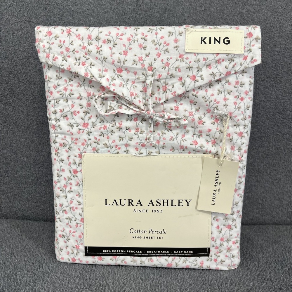 Laura Ashley KING Sheet Set Sweetest Vine Pink 4pc Cottage‎ Farmhouse Shabby